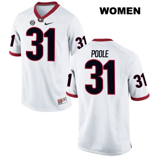 Georgia Bulldogs Women's William Poole #31 NCAA Authentic White Nike Stitched College Football Jersey JOO6056KO